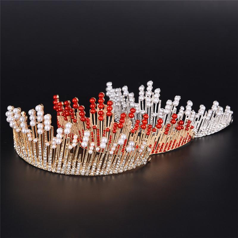 Pearl Crystal Tiara Rhinestone Hair Accessories Crown Wedding Bridal Headband