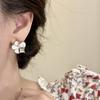 New Camellia Stud Earring for Women Sweet Green and White Flower Earrings Light Luxury Fashion Jewelry