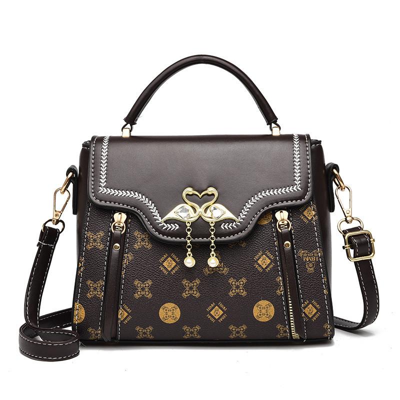 Fashion Pvc Small Square Bag With Rhinestone Swan Decoration And Printed Design For Casual Daily Use