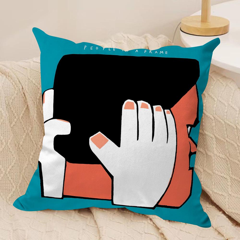 People Living in a Frame Cushion Cover Silky Short Plush Double-Sided Printed Pillow Case for Sofa All Seasons Home Decor Gift
