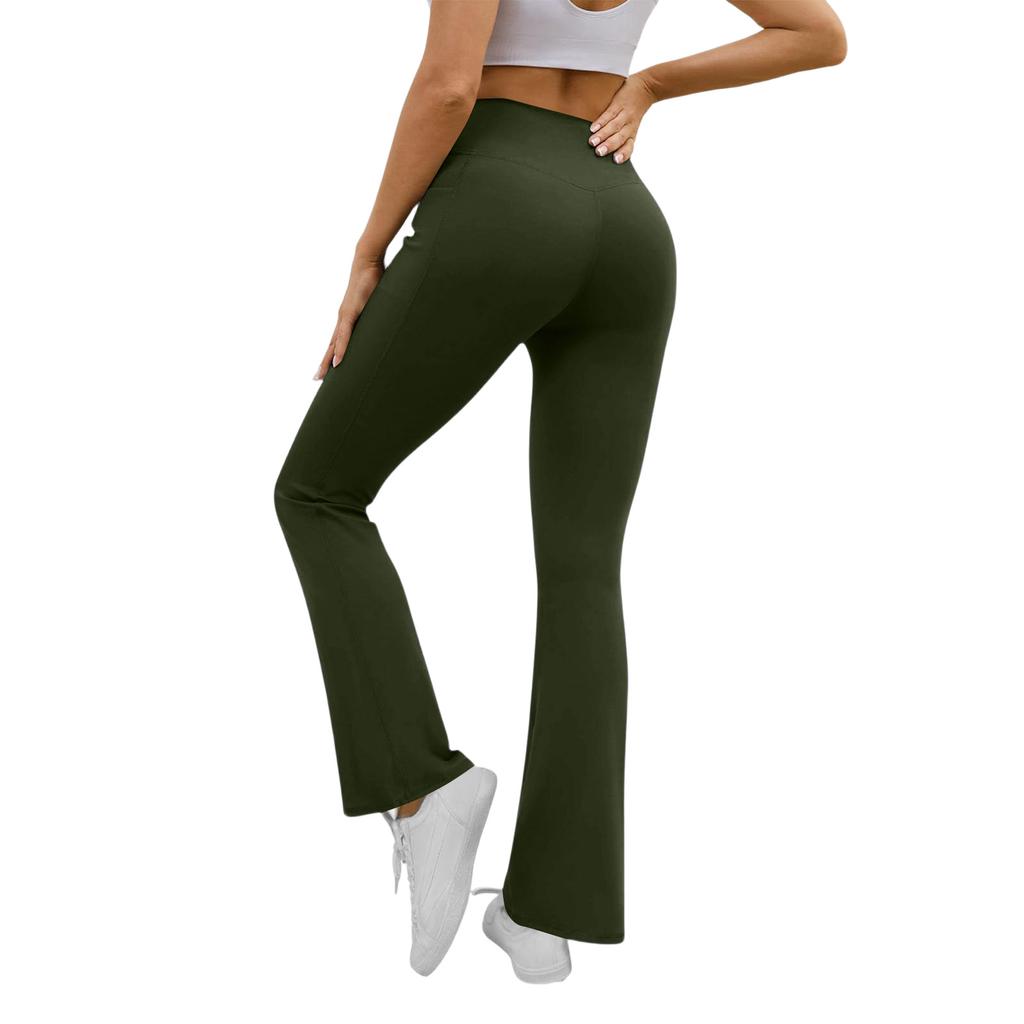 Pantaloni de Yoga Sexy la Modă pentru Femei Talie Înaltă Cruce Picior Larg Culoare Pantaloni de Yoga pentru Exerciții