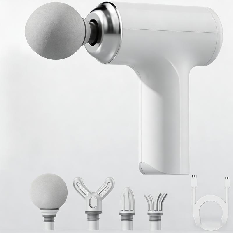 Portable Massage Gun with 4 Interchangeable Heads & LED Display - Full Body Percussion Massager for Deep Muscle Relaxation