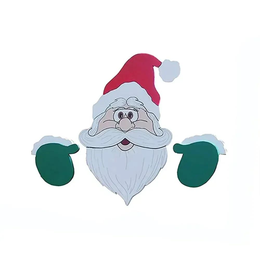 Christmas Fence Ornaments Santa Clause Snowman Reindeer Peeker Yard Ornaments Indoor Outdoor Ground Placard DIY Festival Gift