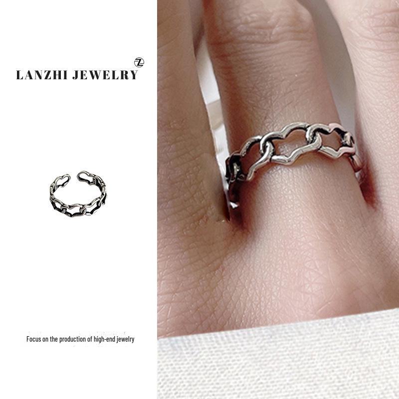

Lanzhi Korean 925 Silver Ring – Simple, Non-Fading Love Design for Women Adjustable