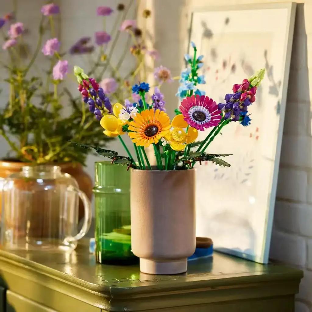 10313 10328 MOC Rose Bouquet Assembly Kit, Plant Home Decoration, Suitable for a Girl's Romantic Birthday Gift