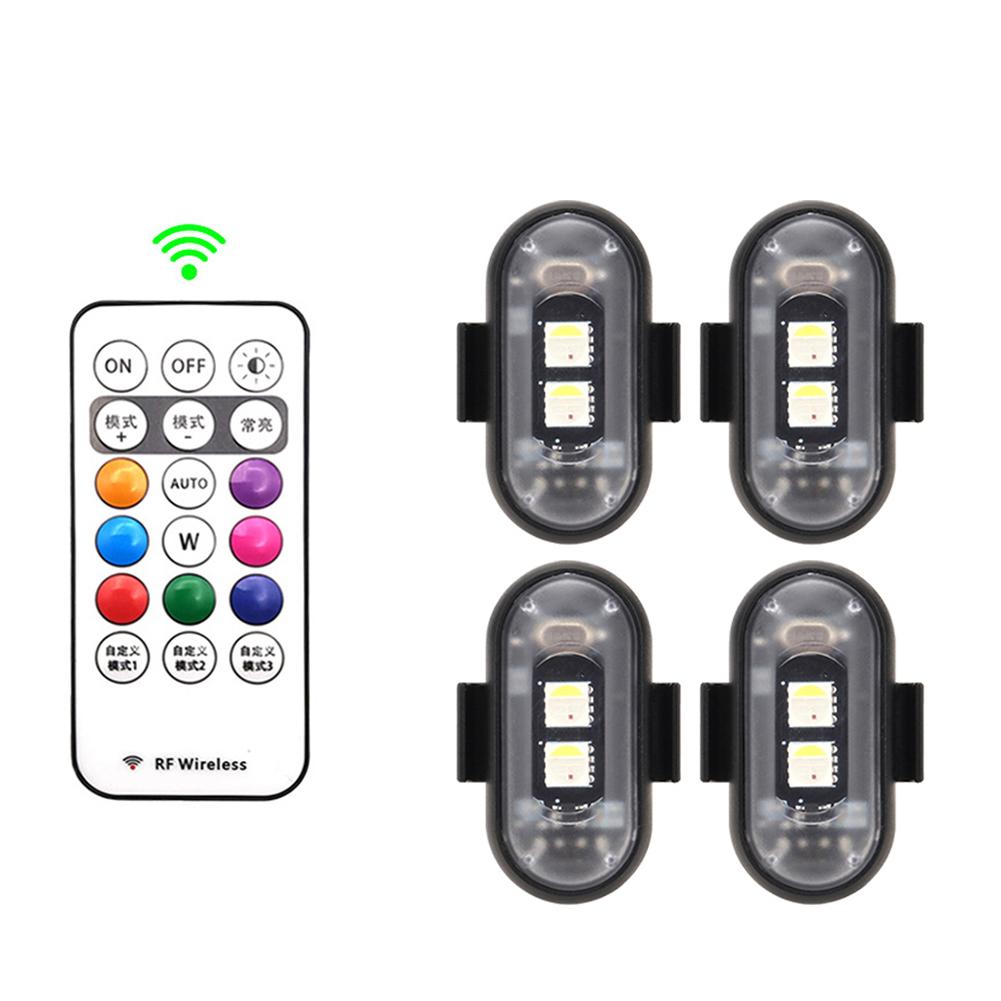 

Универсальные мотоциклетные RGB светодиодные стробоскопы с контроллером, сигнальный свет, светодиодная вспышка, позиционный беспроводной свет, авиационные огни, огни предупреждения для самолета, вертолета 4Pcs