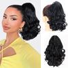 Synthetic Short Wave Curly Claw In Ponytail Extension Drawstring Ponytail Wig For Women Daily Party Wear