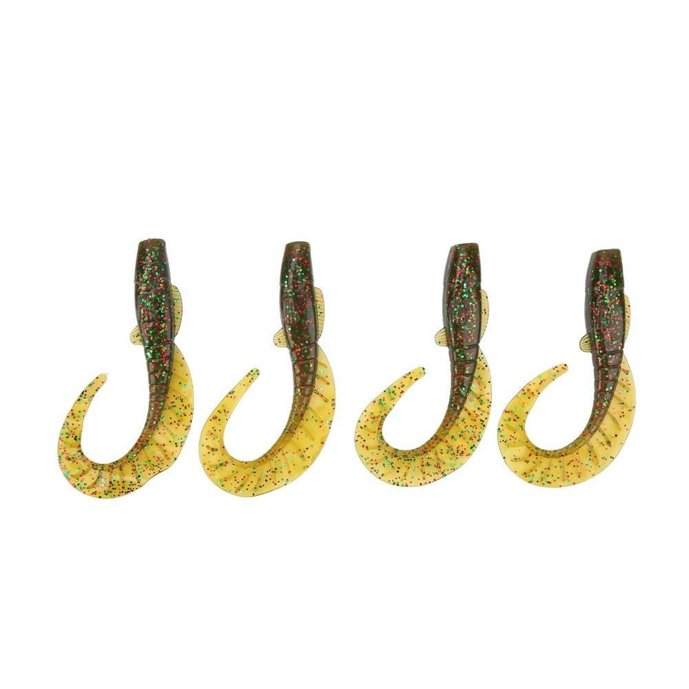 4PCS Durable 11cm 13g Fishing Lure Fan-Shaped PVC Fishing Bait Curl Tail Soft Bass Lure Freshwater Fishing
