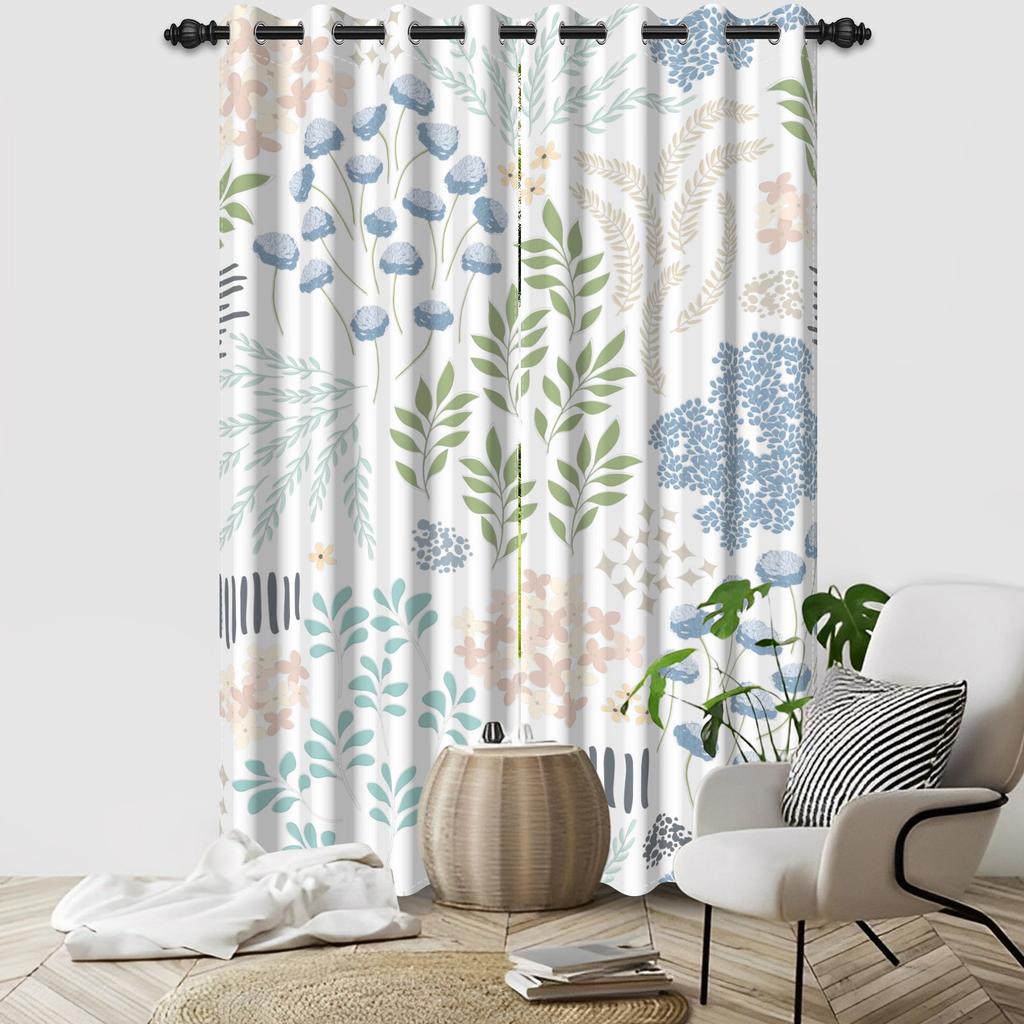2Pcs Modern 100% Blackout Curtains Uv Protection Heat-Resistant Light-Blocking Drapes Living Room Bedroom Hotel Window Curtains