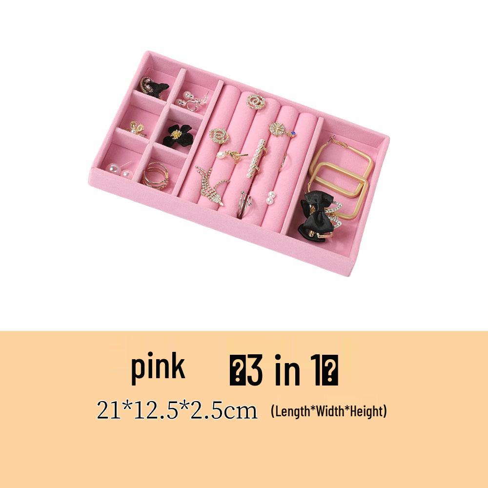 Velvet Jewelry Organizer Tray with Dividers for Necklaces, Earrings, and Rings