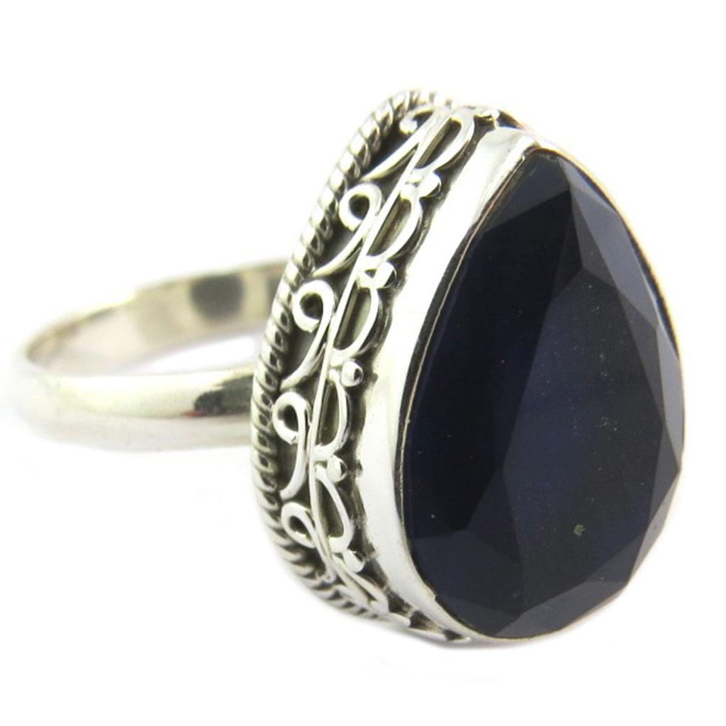 Sølvring 'Heaven' mørkeblått sølv - 18x14 mm