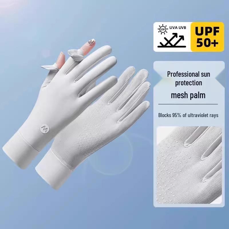 Women’s Ice Silk Sun Protection Gloves, Thin Anti-UV, Non-Slip for Driving & Cycling, Touch Screen Compatible.