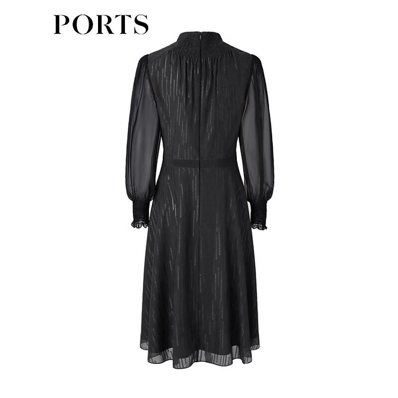 PORTS Spring Elegant Mesh Sleeve Cinch Waist Dress LM8D065MFP036