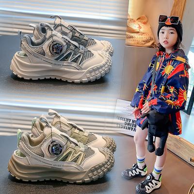 Jungen Mädchen Sneaker Drehknopf Studenten Sportsandalen Ausgehöhlt 2025 Sommer Neu Studenten Laufschuhe Mesh Atmungsaktiv