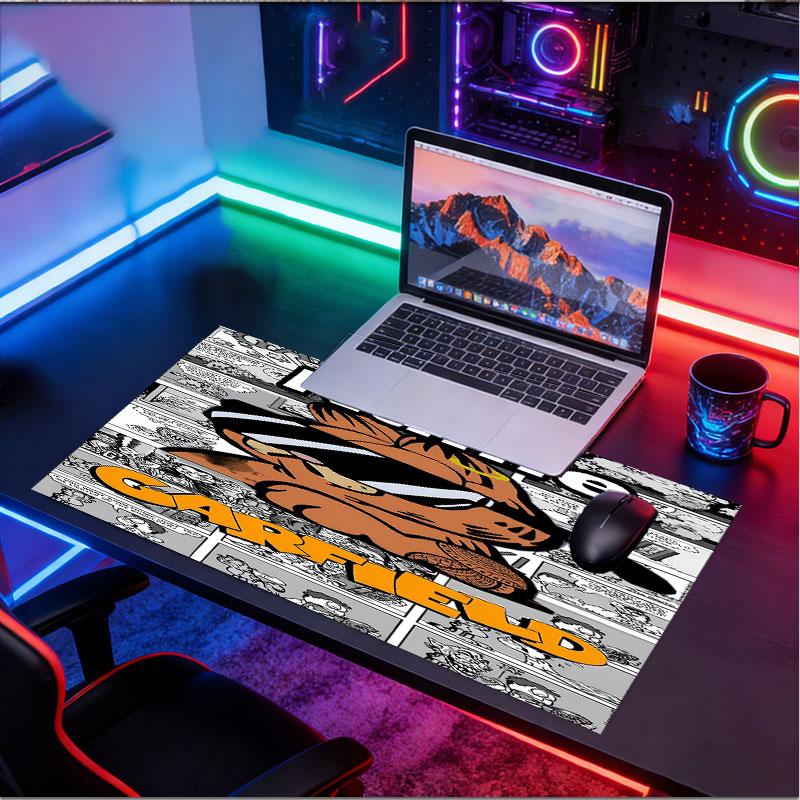 Custom Name Personalized Garfield Pattern Mousepad, Laptop PC Desk Mat, Decorative Desk Mat for Home Keyboard Pad Gift