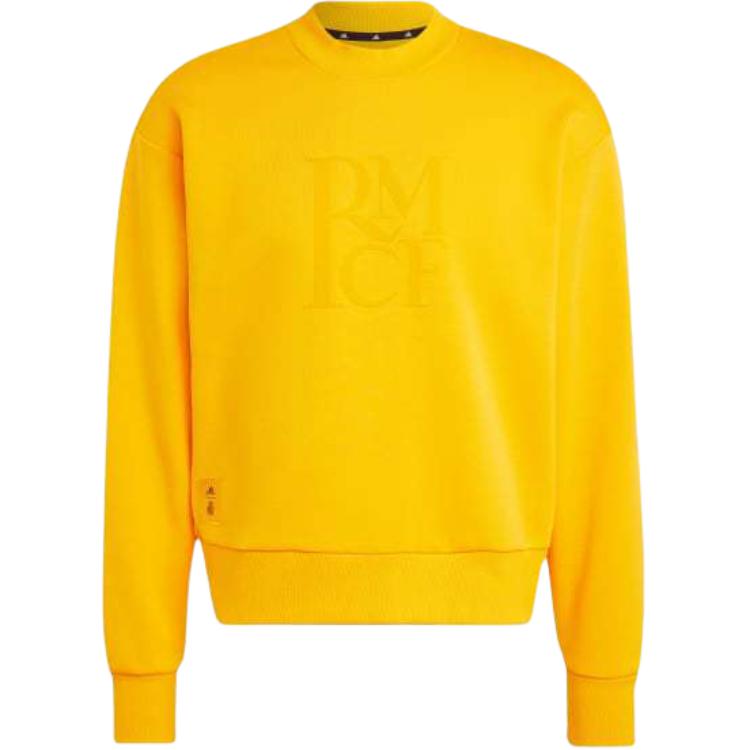 Adidas Real Madrid DNA Logo Crew Sweatshirt Men Tops Yellow IT3808 L