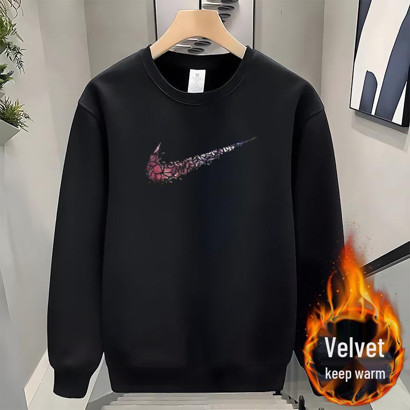 Men's Heavyweight Fleece-Lined Cotton Hoodie, Thickened for Autumn/Winter, American Style, Rebelliously Cool, Round Neck, Casual Jacket