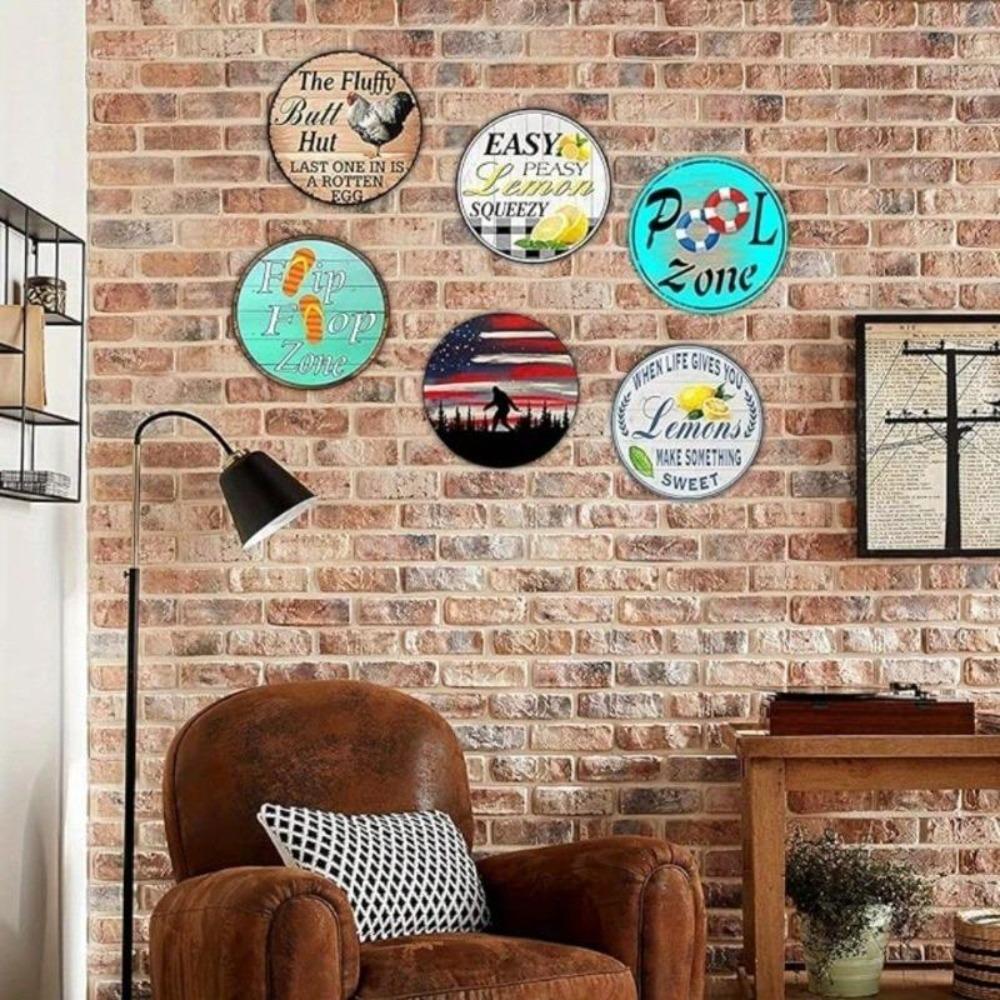 Vintage Gingerbread Man Metal Tin Wall Art 8 Inch Round Rustic Christmas Decoration Kitchen Cafe Home Holiday Decor