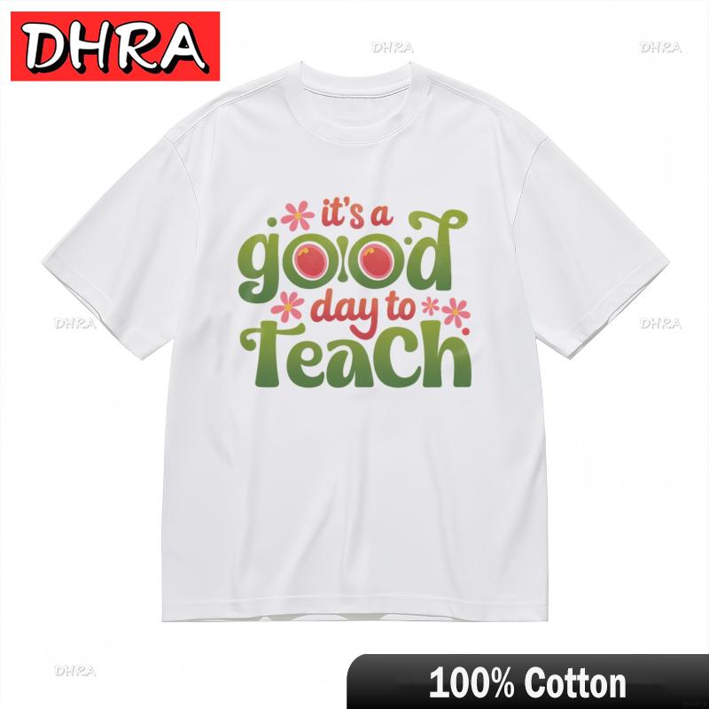 Unisexs Slight Stretch Comfy Classic TShirt Teaching Motto Apple Theme Design Tee Graphic Slogan Customized Summer Clothing S