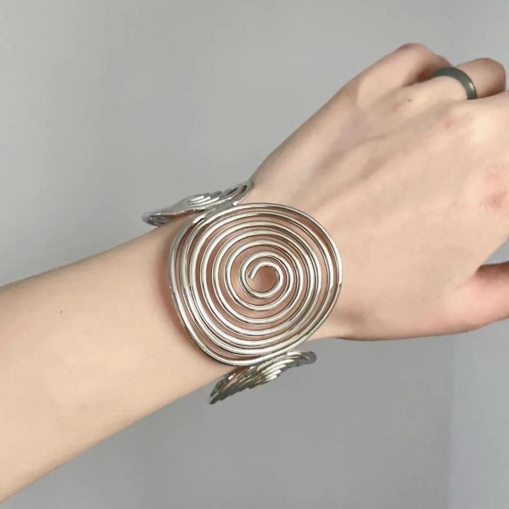 Verstellbares Damen Spiral Offenes Manschettenarmband Metalllegierung Manschette Armring Schmuck Geschenke