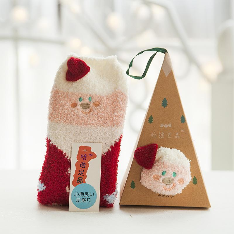 Christmas Stocking Christmas Gift Coral Velvet Cartoon Socks Suitable for Adults