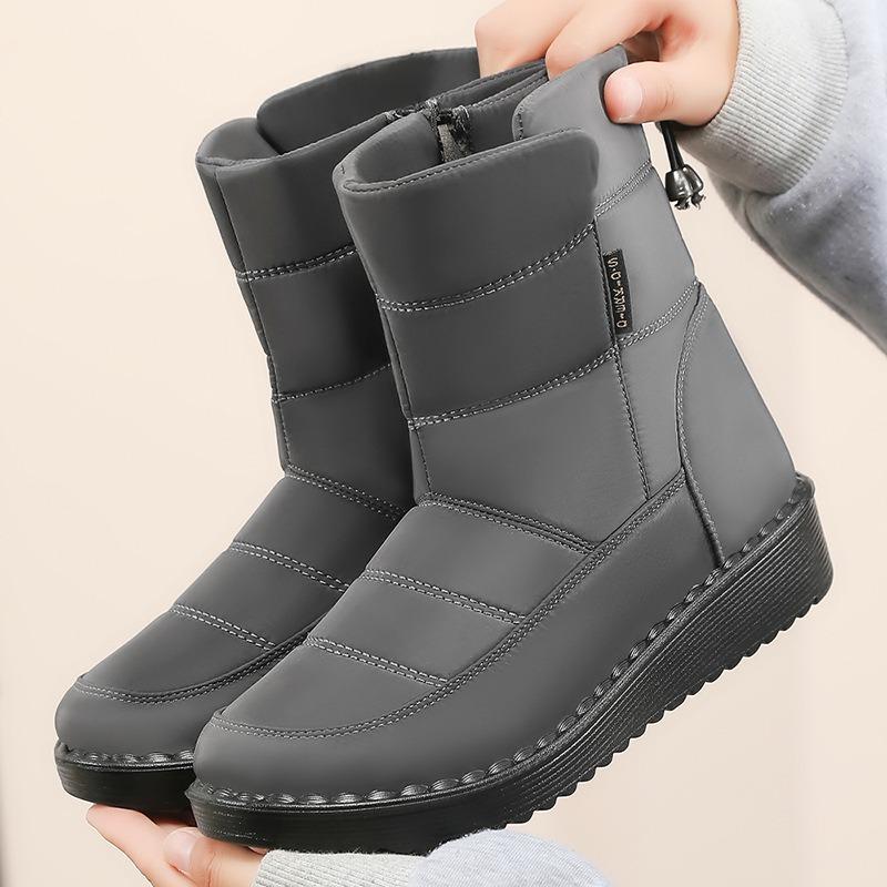 Cotton shoes Winter women's boots Fleece thickened medium boots Polyurethane snow boots Warm and comfortable cotton boots