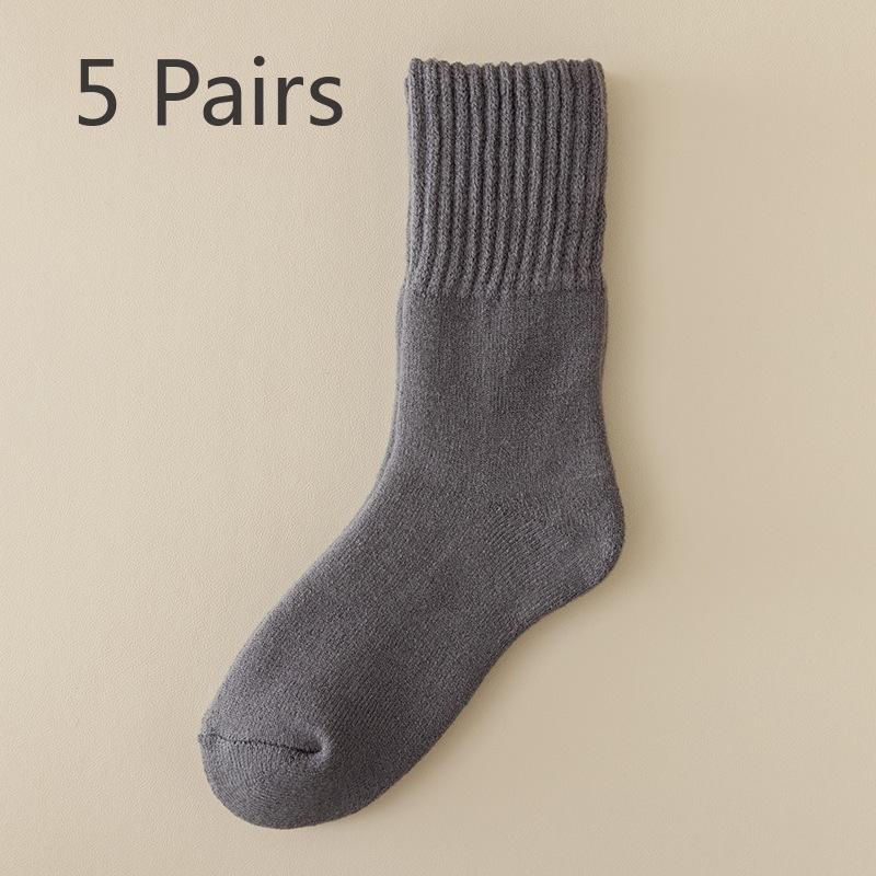 5 Perechi Șosete Bărbați Lână Șosete Tub Mediu cu Îngroșare Lână Iarnă Calde, Absorbție Transpirație, Rezistente la Mirosuri Ciorapi Cașmir
