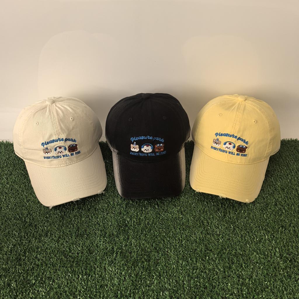 Cute Cartoon Animal Embroidered Baseball Cap for Women, Vintage Washed Distressed Cotton Dad Hat, Adjustable Casual Sun Visor Ha