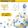 Whaline 300Pcs Hanukkah Table Confetti Menorah Star Dreidel Shaped Glitter Confetti Blue Gold Silver Table Centerpiece For Chanukah Party Decoration