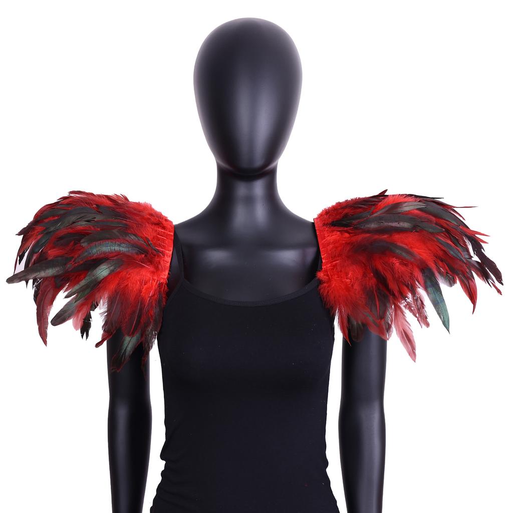 Gothic, Extra Large, Color Blocking, Feather Shoulder Patches, Performance Ball Shawl, Halloween Party Decoration, Role-playing Accessories