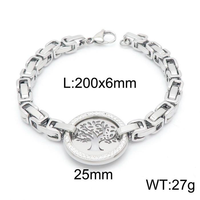 Kalen European-American Tree of Life Titanium Steel Diamond Bracelet for Women