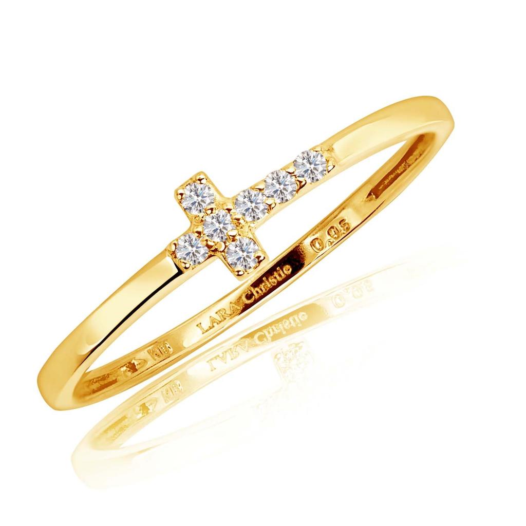 Lala Christie Gold Diamond 18K Size Ring, Pavé Cross, Gold, 13, lr71-0004-yg-13