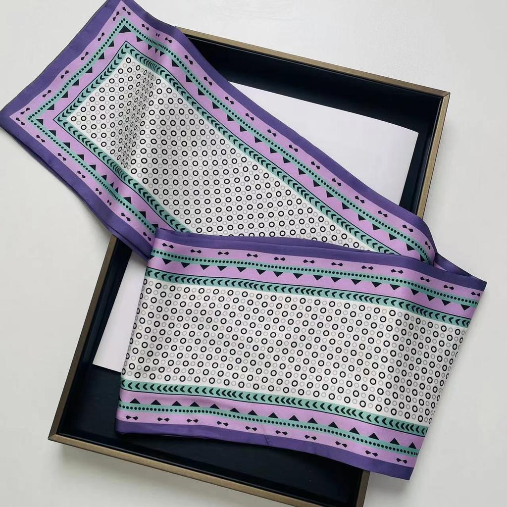 Langer Seidenschal Damen Sommer Kleiner Seidenschal Druck Simulation Seide Bindetasche Streamer Professioneller Kleiner Schal