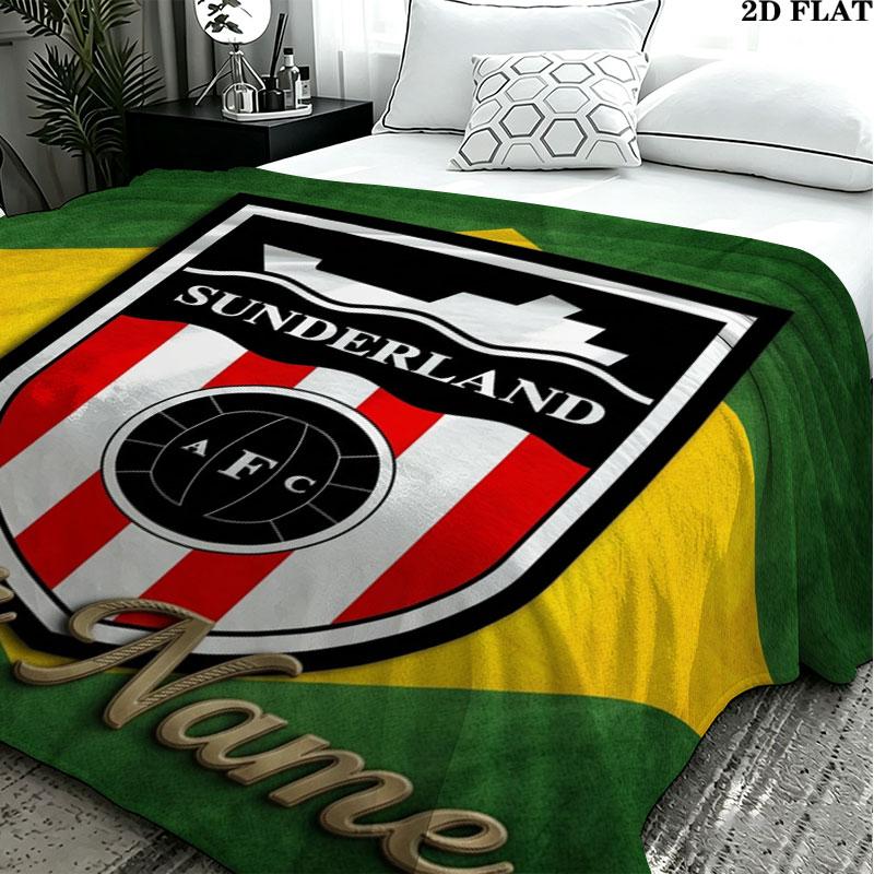 1PC Sunderland A.F Custom Name Patterned Flannel Blanket Suitable For All Seasons for Home Decor Warmth and Comfort Gifts Holiday Present