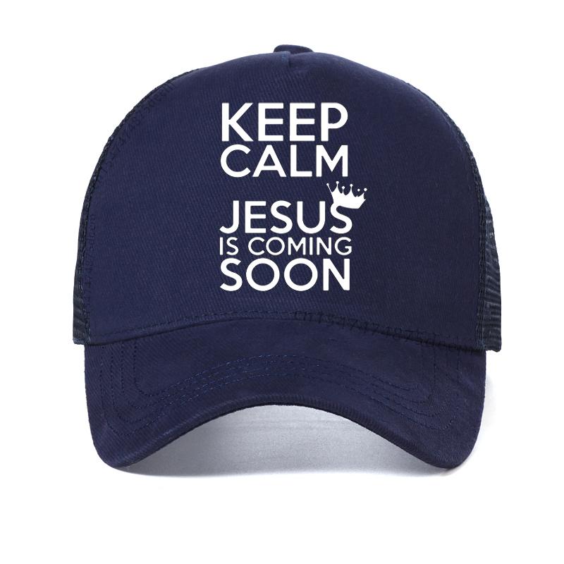 

Keep Calm Jesus Is Coming Soon Funny Baseball Cap Unisex summer outdoor Breathable mesh Trucker Hat Garros Adjustable