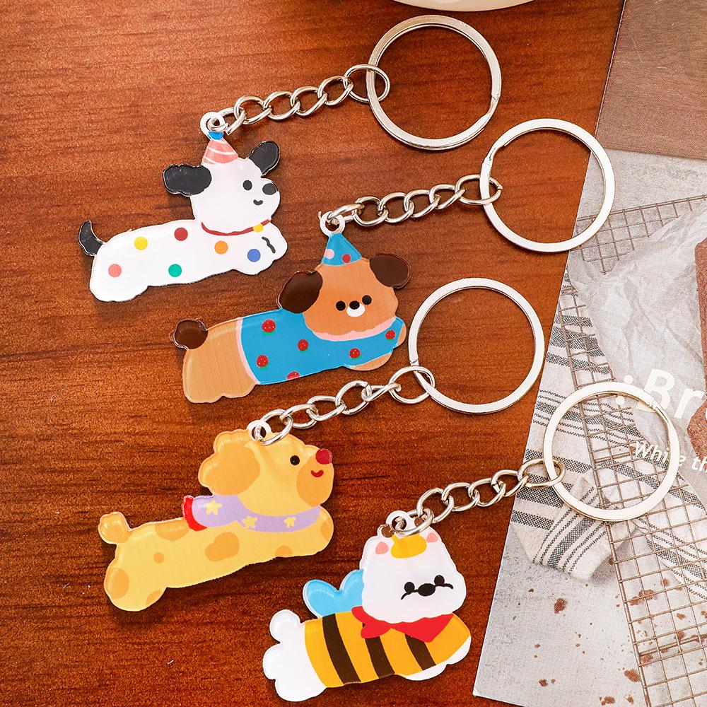 West Highland Terrier Cartoon Acrylic Keychain - Polka Dot Puppy Charm