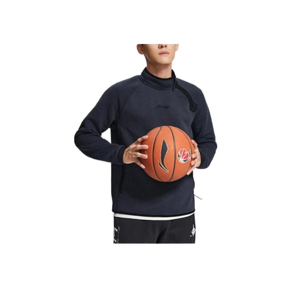 LiNing Basketball Series Solid Color Three-Dimensional Cut Zipper Long Sleeve Hoodie Men hoodies Black AWDSB95-1