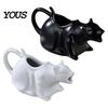 Contenitore per Cibo Liquido per Cucina a Forma di Gatto in Ceramica, Lattiera Carina da Gatto, Versatore per Panna Latte Sciroppo, Brocca con Statuetta Animale per Tavola da Pranzo,