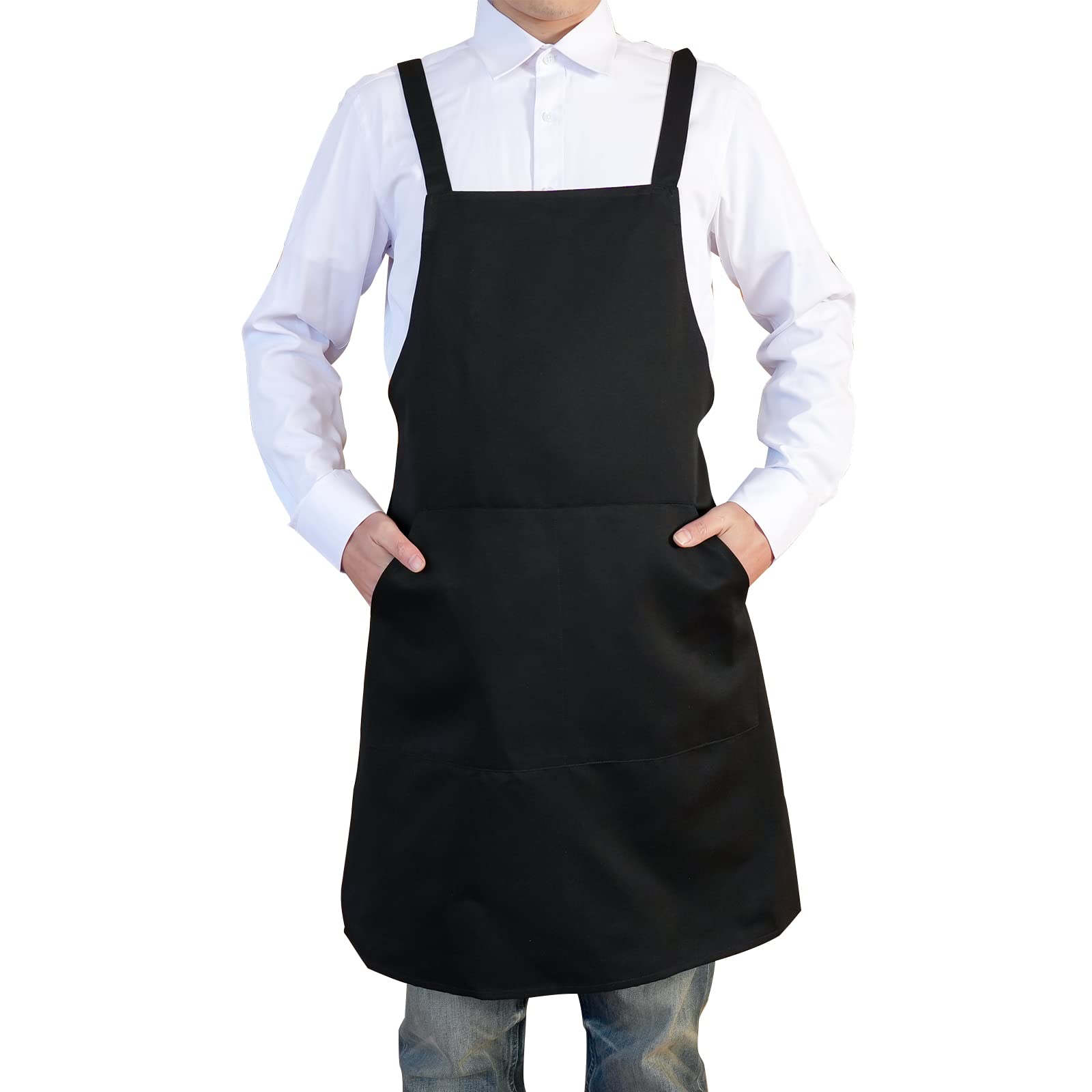 

cozycube Cafe Simple Available in Both Solid Large Capacity Stain Wrinkle No with Perfect for Cooking Classes Size Men s H-Shaped Apron, Design,