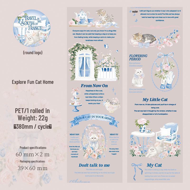 Southern France Journey Scenery PET Tape: Romantic Decor, 6 Designs