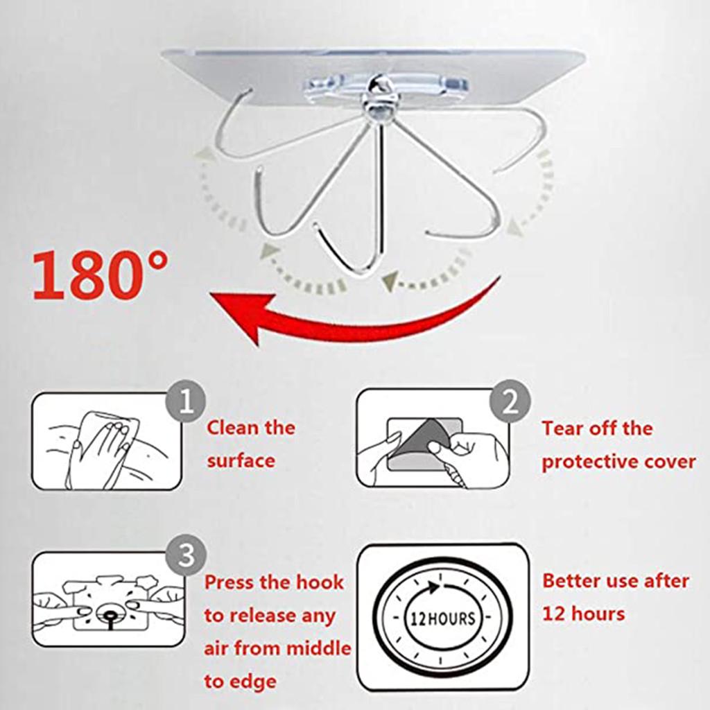 Polar Bear 11PCS Strong Transparent  Paste Hooks Hanger For Kitchen Bathroom