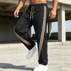 Men's Striped Athletic Sweatpants Loose Fit Straight Leg Track Pants with Elastic Waistband and Drawstring for Casual Wear