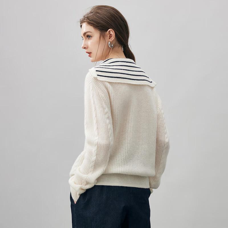 Kemeng Boka Women's Loose Fit Cashmere Lapel Sweater