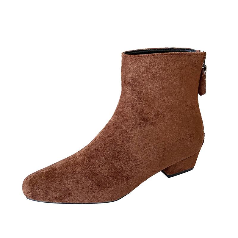 888-7 French retro skinny boots women's outer wear autumn and winter 2025 new models with skirts pointed short boots thick heels