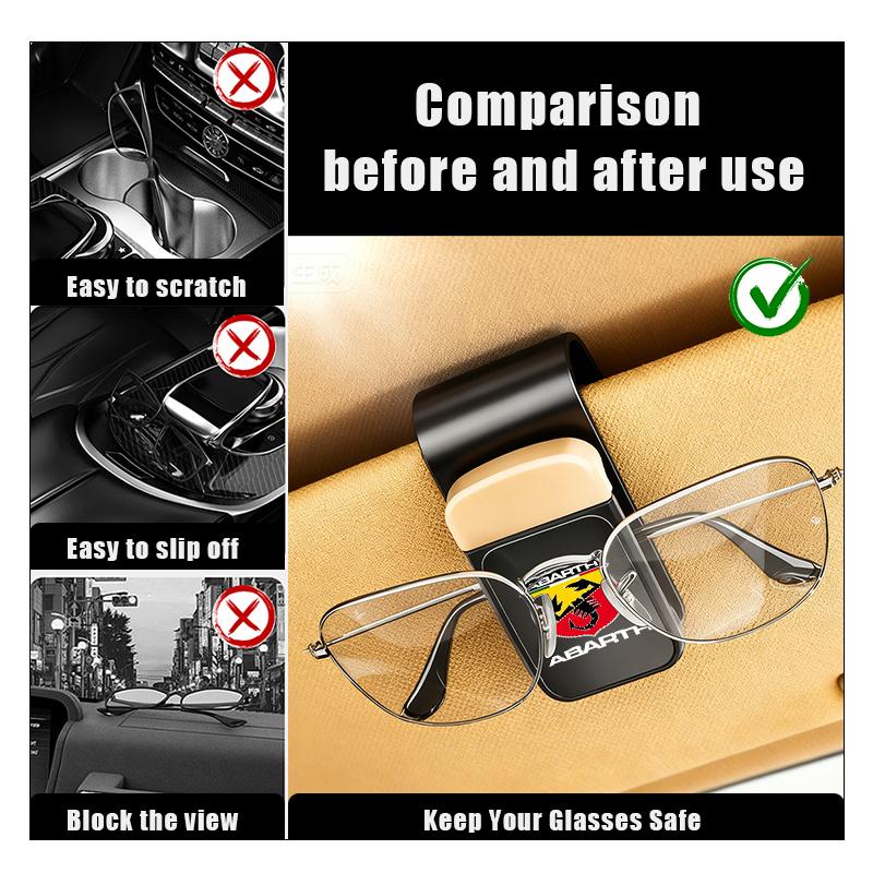 Car Sun Visor Glasses Holder Card Ticket Stainless Storage Clip For Abarth FIAT 500 FR Stilo Doblo Tipo Lancia Musa Grande