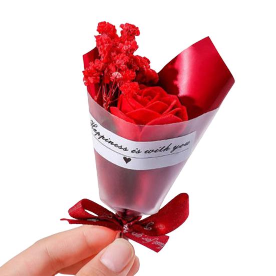 

Valentine s Day Fake Mini Bouquet Artificial Aromatherapy Soap Rose Bouquet Simulation Dried Baby Breath Flower Gifts for Mom Women Wife