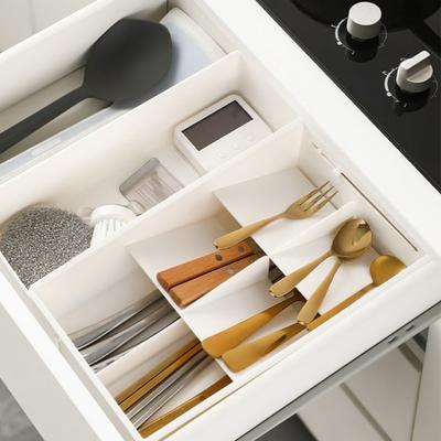Erweiterbarer Schubladenorganizer Verstellbarer Küchenutensilien- und Besteckkasten mit herausnehmbaren Trennwänden Mehrzweck-Aufbewahrungsbox für Zuhause Badezimmer