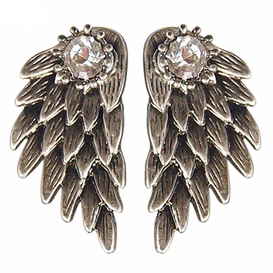 1 Pair Ear Studs Rhinestone Inlaid Christmas Gifts Alloy Women Angel Wing Ear Studs for Daily Life