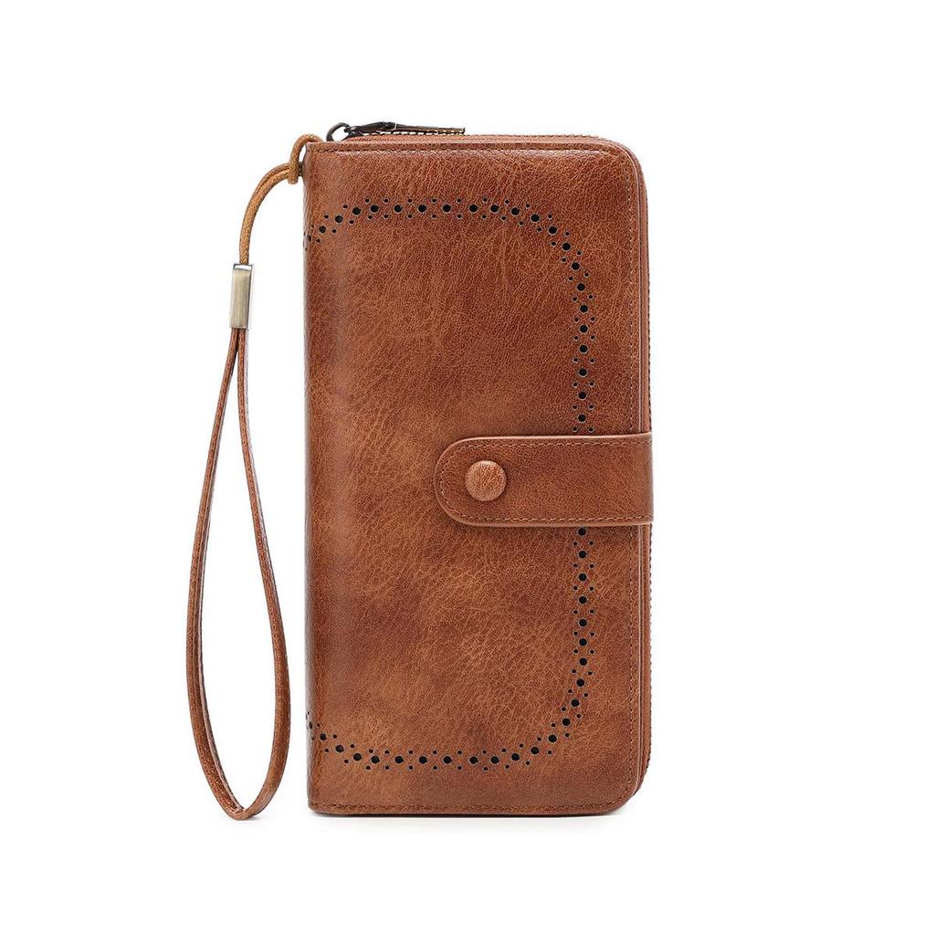 Retro-RFID-Akkordeon-Geldbörse für Damen mit Diebstahlschutz – großes Fassungsvermögen, grenzüberschreitender Stil