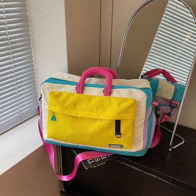 Color Block Handbag Large Capacity Shoulder Bag Commuter Travel Bag